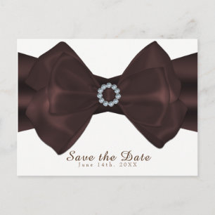 Cartão Postal De Anúncio Fita Marrom & Diamantes Elegante Glam Salve a Data