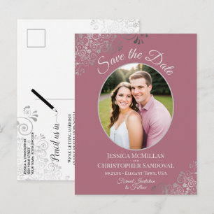 Cartão Postal De Anúncio Fita Prateada Poupança de Casamento Rosa Empoeirad