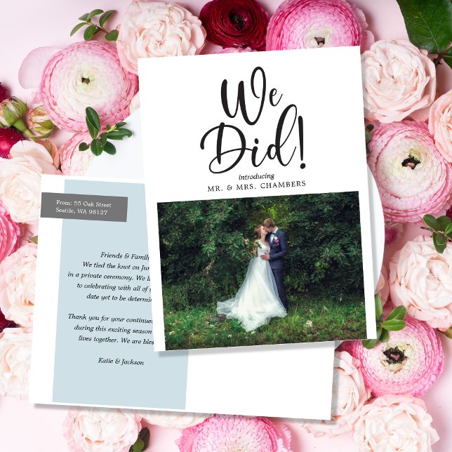 Cartão Postal De Anúncio Fizemos A Atualização De Elopement/Casamento Foto (Criador carregado)