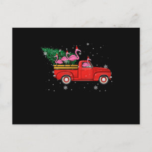 Cartão Postal De Anúncio Flamingo Andando Caminhão Vermelho Xmas Natal Nata