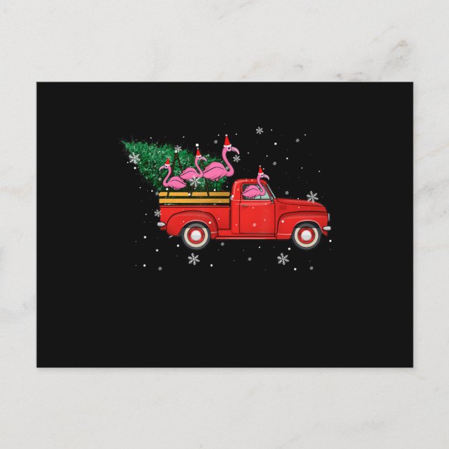 Cartão Postal De Anúncio Flamingo Andando Caminhão Vermelho Xmas Natal Nata (Frente)
