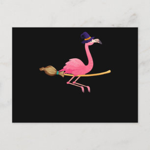 Cartão Postal De Anúncio Flamingo  Halloween da Bruxa Flamingo Engraçada