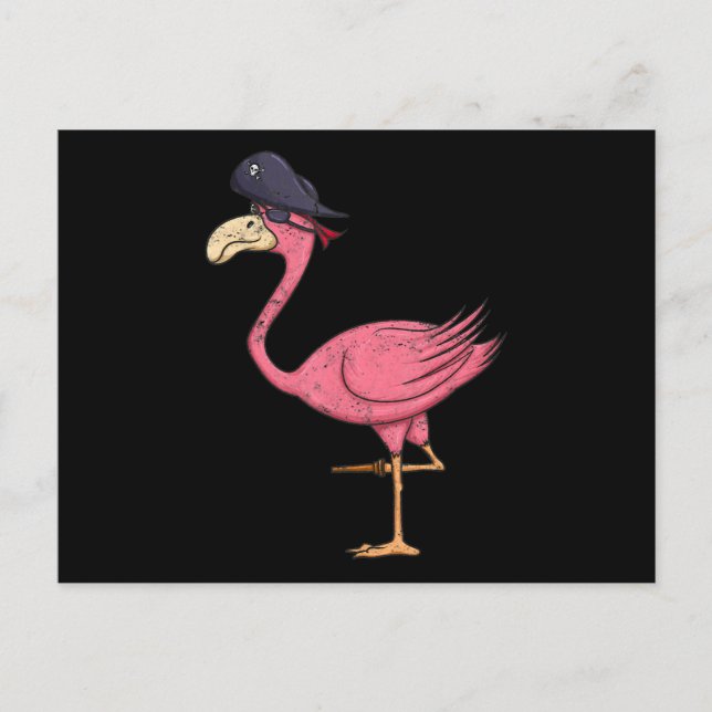 Cartão Postal De Anúncio Flamingo Rosa Pirata Com Halloween De Aterro (Frente)