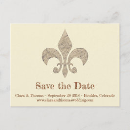 Cartão Postal De Anúncio Fleur de lis Salve a Data Simples Casamento Elegan