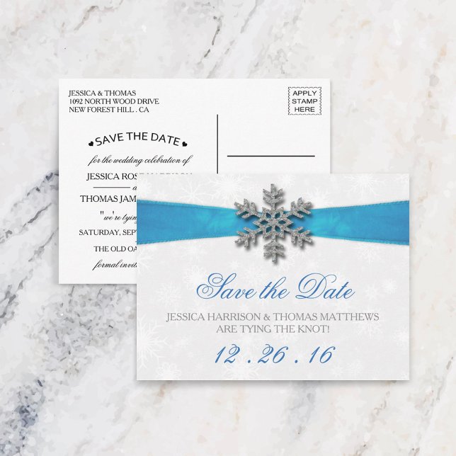 Cartão Postal De Anúncio Floco de neve diamante e Casamento no inverno de f (Criador carregado)