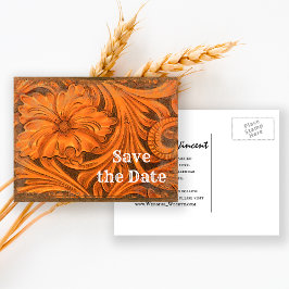 Cartão Postal De Anúncio Flor Country Ocidental Rústico Save the Date