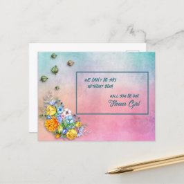 Cartão Postal De Anúncio Flor de Buquê Floral com Gradação Turquesa a Rosa