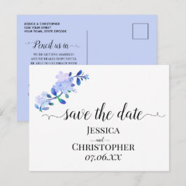 Cartão Postal De Anúncio flor de folhas em estilo aquarela azul empoeirado 