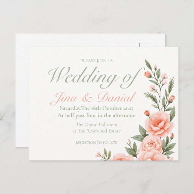 Cartão Postal De Anúncio Floração ao Pôr do Sol - Verde (Frente/Verso)