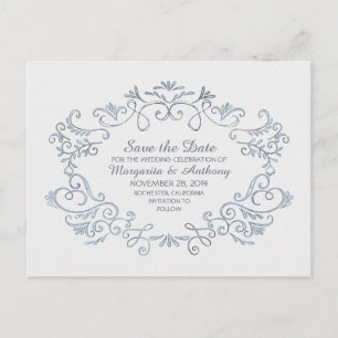 Cartão Postal De Anúncio florais desenhados à mão de tinta salvar data