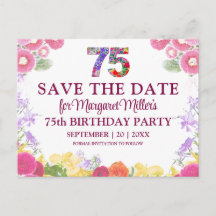 Floral 75º Aniversário Save the Date Elegante