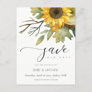 CARTÃO POSTAL DE ANÚNCIO FLORAL AMARELO DE ÁGUA SFLOWER FLORAL SALVAR A DAT