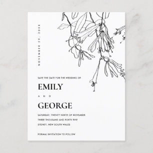 CARTÃO POSTAL DE ANÚNCIO FLORAL DE DESENHO DE LINHA PRETA E BRANCA SALVE A