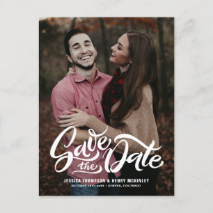 Cartão Postal De Anúncio Floral de Fotografia Letrizada, Branco, Whimsical