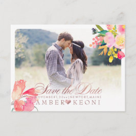 Cartão Postal De Anúncio Floral de Primavera do PixDezines Salve a data/Ros