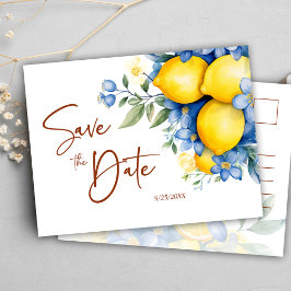Cartão Postal De Anúncio Floral Elegant Modern Lemon Wedding