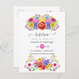 Cartão Postal De Anúncio Floral Espanhol Fiesta Casamento Salvar a Data