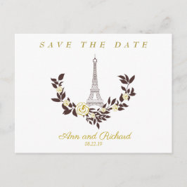 Cartão Postal De Anúncio Floral Gold Parisian Wedding Design