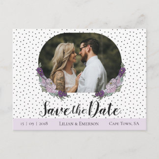 Cartão Postal De Anúncio Floral Lilac & Lavanda Foto personalizada Salvar a