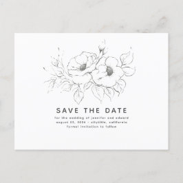 Cartão Postal De Anúncio Floral Minimalista Elegante Não Foto Salvar Data