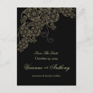 Cartão Postal De Anúncio Floral Paisley Elegant Vintage Chic Salvar A Data