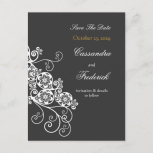 Cartão Postal De Anúncio Floral Paisley Elegante Vintage Chique Salve a Dat