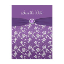 Floral Roxo e Prateado Salve a placa de Posto Data