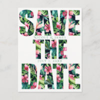Floral Tropical Havaiano Casamento Salve a Data
