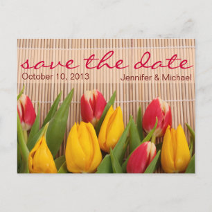 Cartão Postal De Anúncio Floral Tulip Salve a Data Casamento