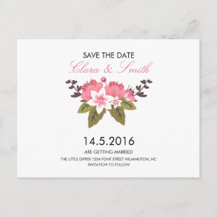 Cartão Postal De Anúncio Floral Wedding The Date Postcard