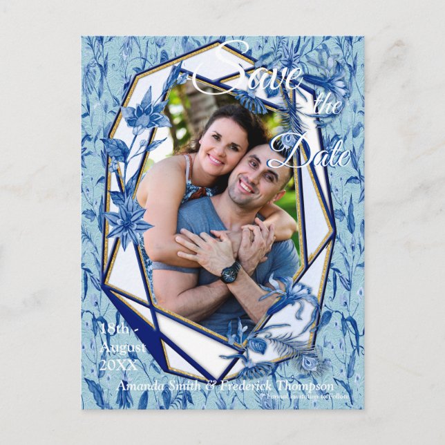 Cartão Postal De Anúncio Flores azuis lacrimogêneas em uma escultura textur (Frente)