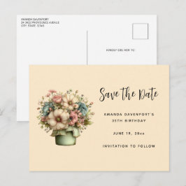 Cartão Postal De Anúncio Flores Caprichosas em um Vaso de Planta Cute