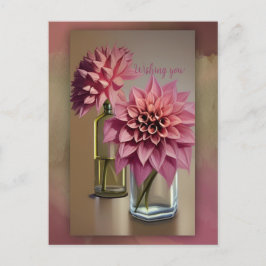Cartão Postal De Anúncio Flores Dahlia lindas e texto personalizado