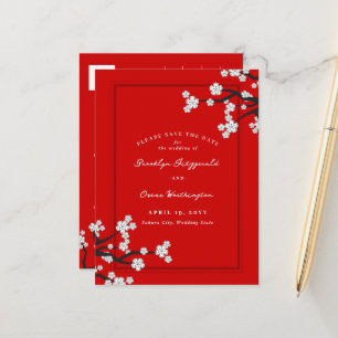 Cartão Postal De Anúncio Flores de Cerejeira Branca Sakura Asiático Salva a