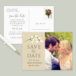 Cartão Postal De Anúncio Flores de Creme Verde Fotografia de Casamento Salv