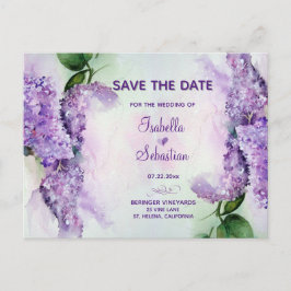 Cartão Postal De Anúncio Flores de Lilás Elegantes Casamento Salve A Data