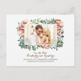 Cartão Postal De Anúncio flores de marfim e suculentas foto save the date