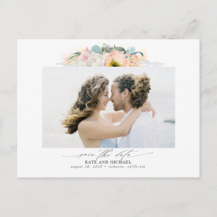 Cartão Postal De Anúncio Flores de Pêssego e Rosa Salvem a Foto de Data