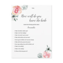 Flores em aquarela rosa Jogo para Chá de Noiva