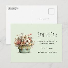 Cartão Postal De Anúncio Flores em Vasos Aconchegante Estilo Shabby Fofo
