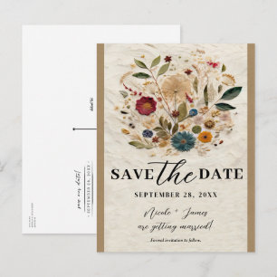 Cartão Postal De Anúncio Flores Prensadas da Whimsical Garden para Salvar a