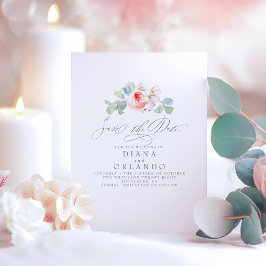 Cartão Postal De Anúncio Flores Rosa Salva a Data