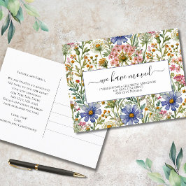 Cartão Postal De Anúncio Flores Selvagens Cor-de-rosa Azul Cottagecore Movi