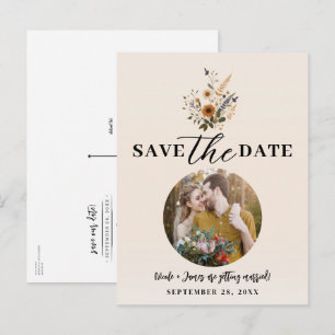 Cartão Postal De Anúncio Flores Selvagens Floral Vintage Boho Salvar a Data