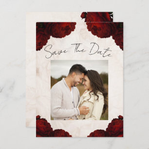 Cartão Postal De Anúncio Flores Vermelhas de Pedra Borgonha Vintage Salvar 