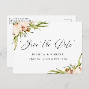 Cartão Postal De Anúncio Floresta Botânica Floral Salvar a Data