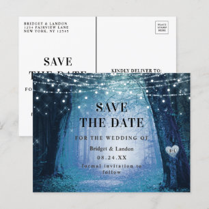 Cartão Postal De Anúncio Floresta Encantada de Conto de Fadas Azul Salvar a