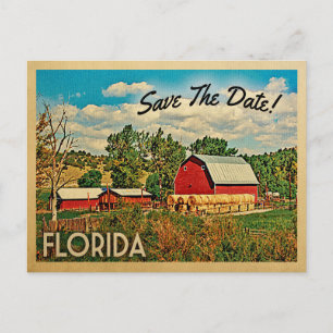 Cartão Postal De Anúncio Florida Salve a Data Celeiro Rústico