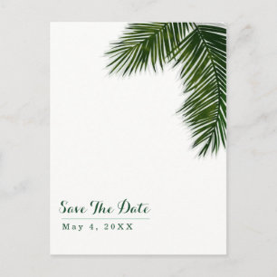 Cartão Postal De Anúncio Folha de Palmeira Tropical Casamento Salvar a Data