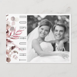 Cartão Postal De Anúncio Folhagem Sonhadora Casamento Agradecimento Borgonh